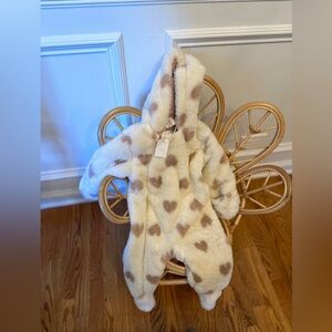6-9 months heart furry onesie